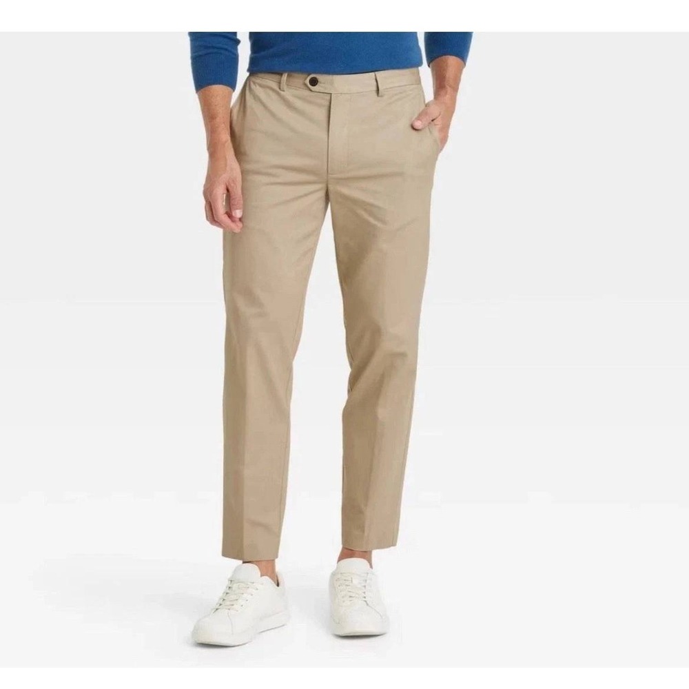 NWT Men's Slim Fit Dress Trousers - Goodfellow & Co - Khaki‎ 34x30
